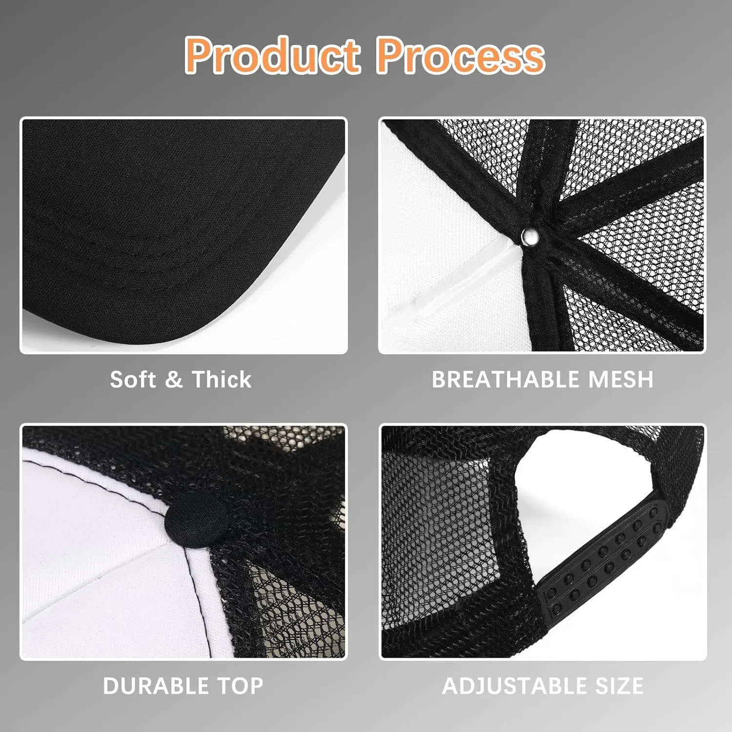 5 Pack Sublimation Blank Baseball Cap Adjustable Hat Polyester Mesh Trucker Hats for Men and Women