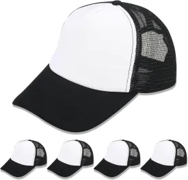 5 Pack Sublimation Blank Baseball Cap Adjustable Hat Polyester Mesh Trucker Hats for Men and Women