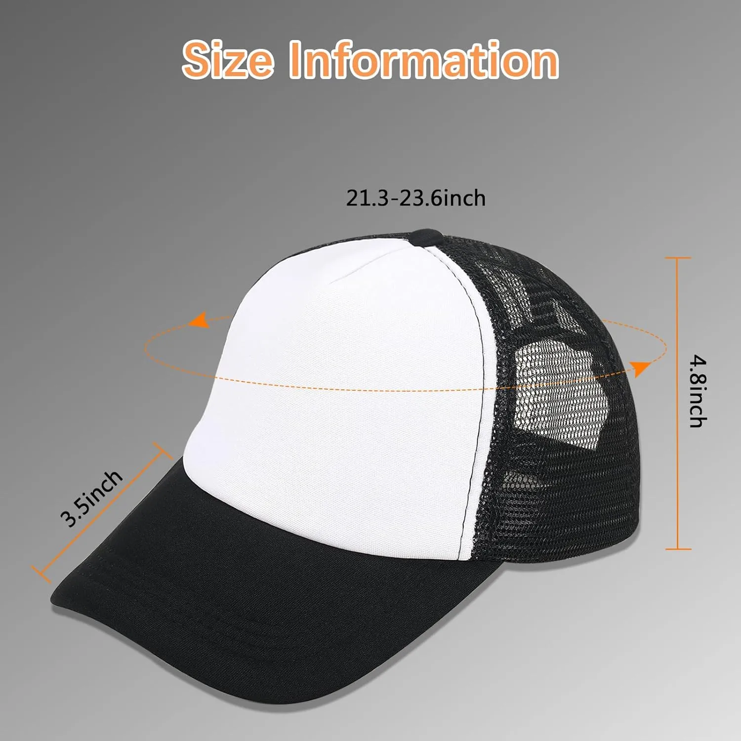 5 Pack Sublimation Blank Baseball Cap Adjustable Hat Polyester Mesh Trucker Hats for Men and Women