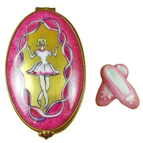 Ballerina Limoges Box with Removable Toe Shoes