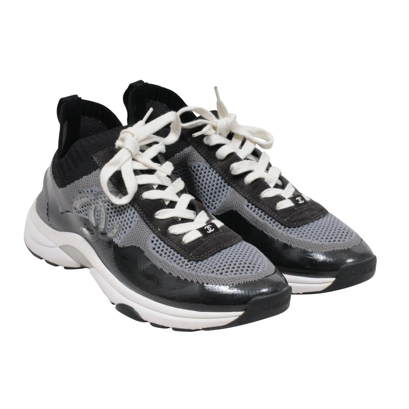 Black Grey Stretch Sport Sprint CC Logo Sock Trainers