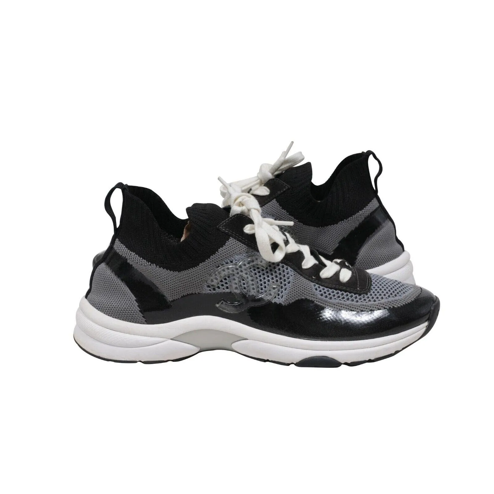 Black Grey Stretch Sport Sprint CC Logo Sock Trainers