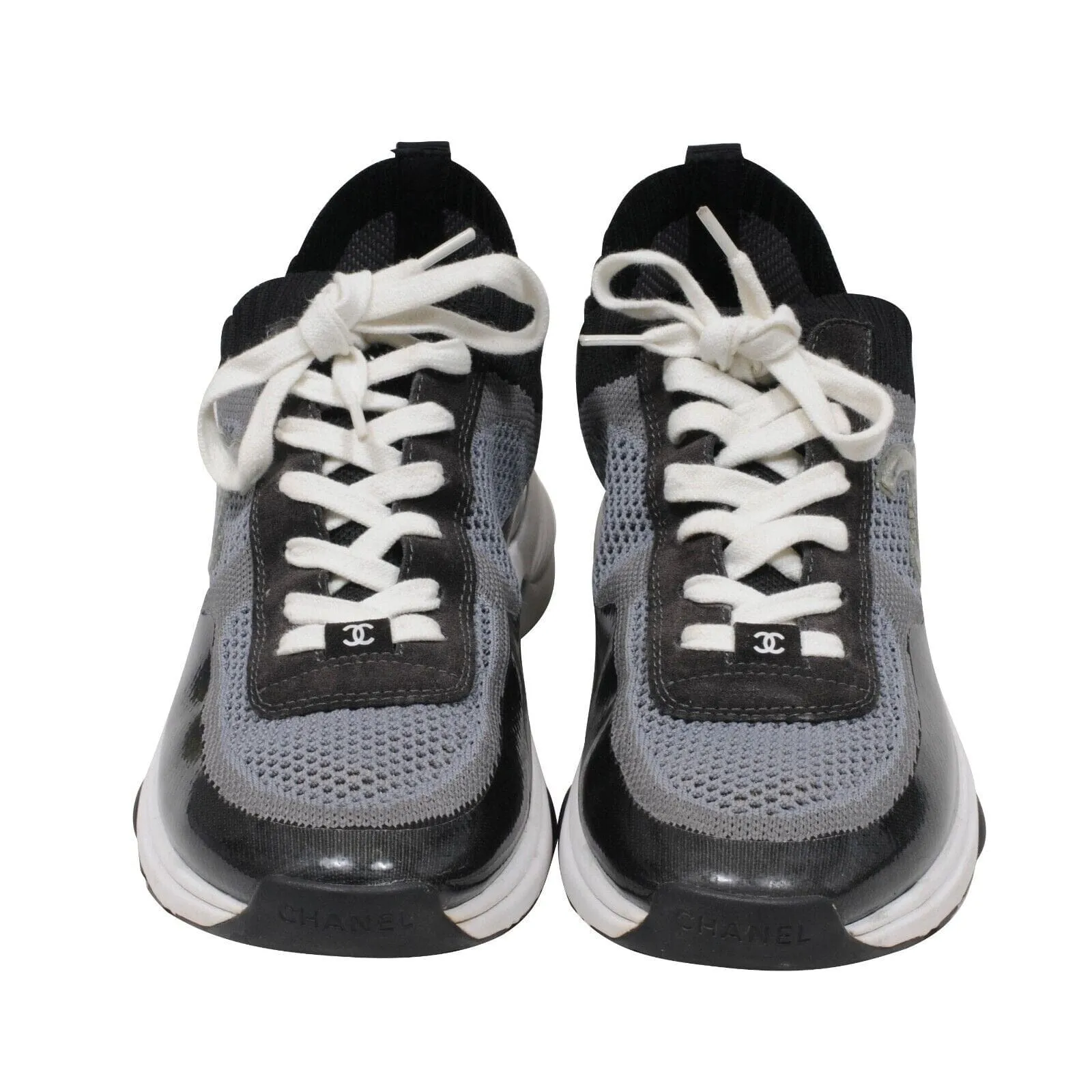 Black Grey Stretch Sport Sprint CC Logo Sock Trainers