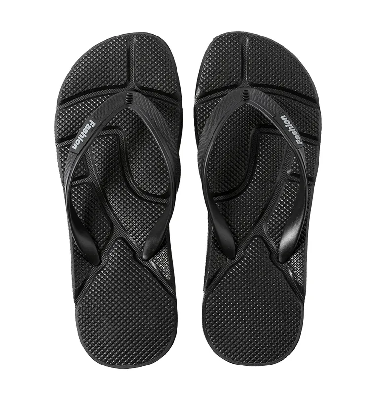Black Summer Beach Flip Flops - Men's