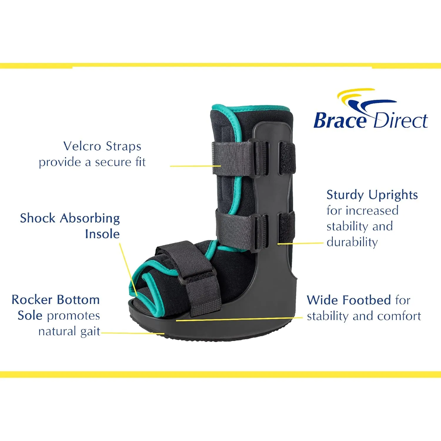 Brace Direct Childrens Pediatric Walker Fracture Boot for Kids Broken Toe or Foot, Left or Right, Lightweight Padded Support Cam Boot for Foot Injury