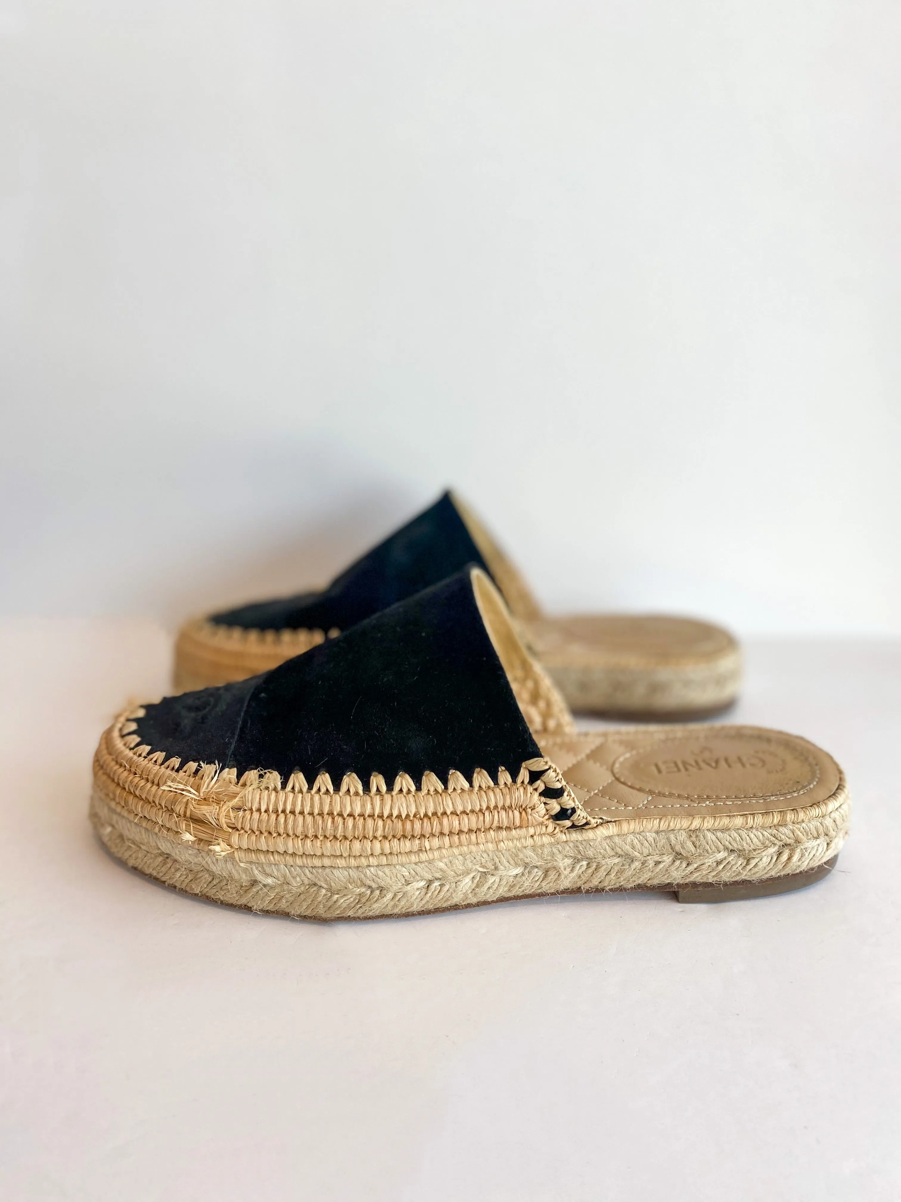 Chanel Suede Logo Espadrilles