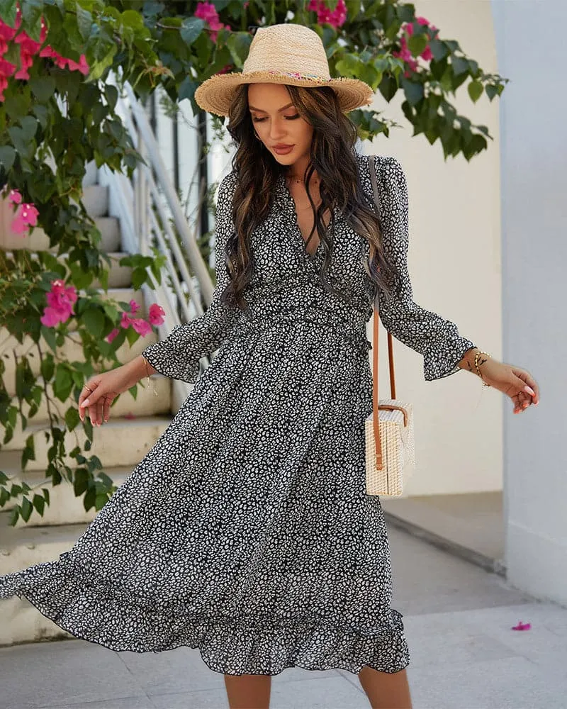 DressBetty -  Spring And Summer  Popular V-neck Simple Printed Dress