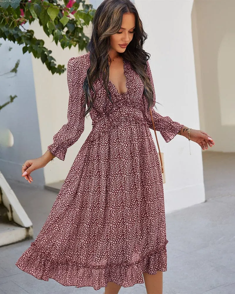 DressBetty -  Spring And Summer  Popular V-neck Simple Printed Dress