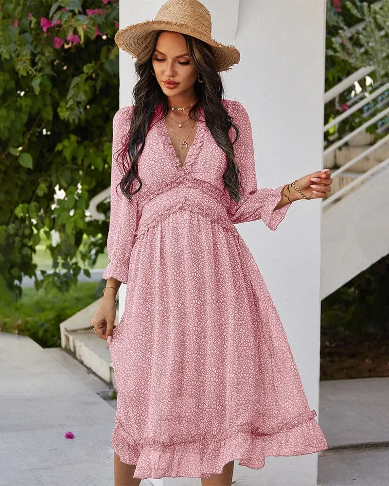 DressBetty -  Spring And Summer  Popular V-neck Simple Printed Dress