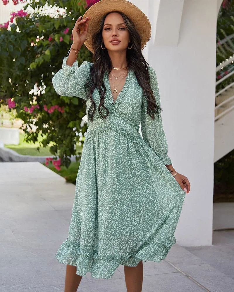 DressBetty -  Spring And Summer  Popular V-neck Simple Printed Dress