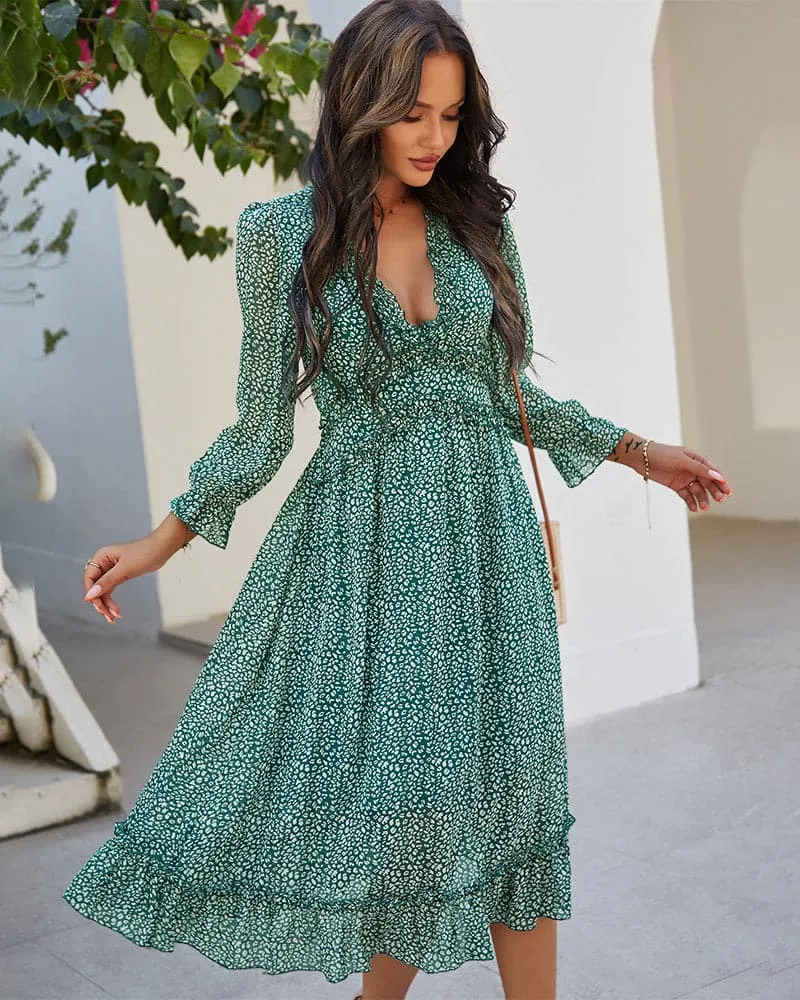 DressBetty -  Spring And Summer  Popular V-neck Simple Printed Dress