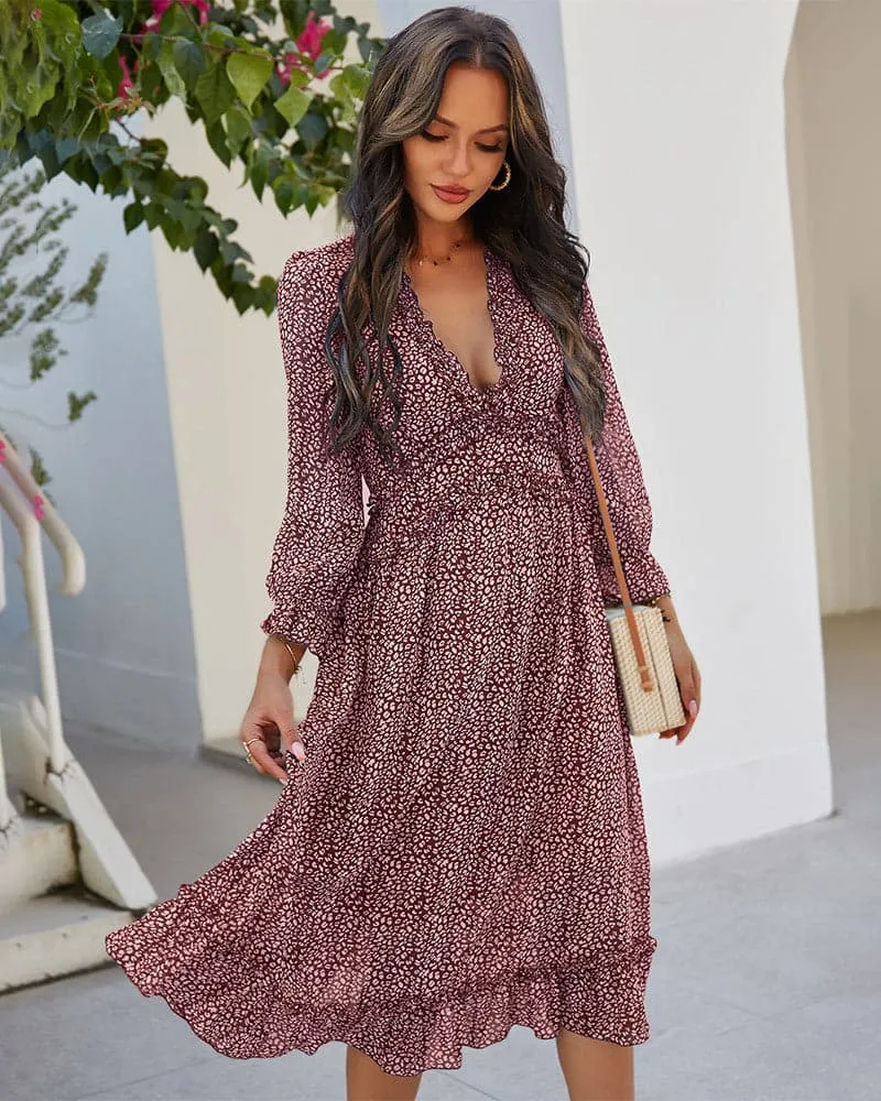 DressBetty -  Spring And Summer  Popular V-neck Simple Printed Dress