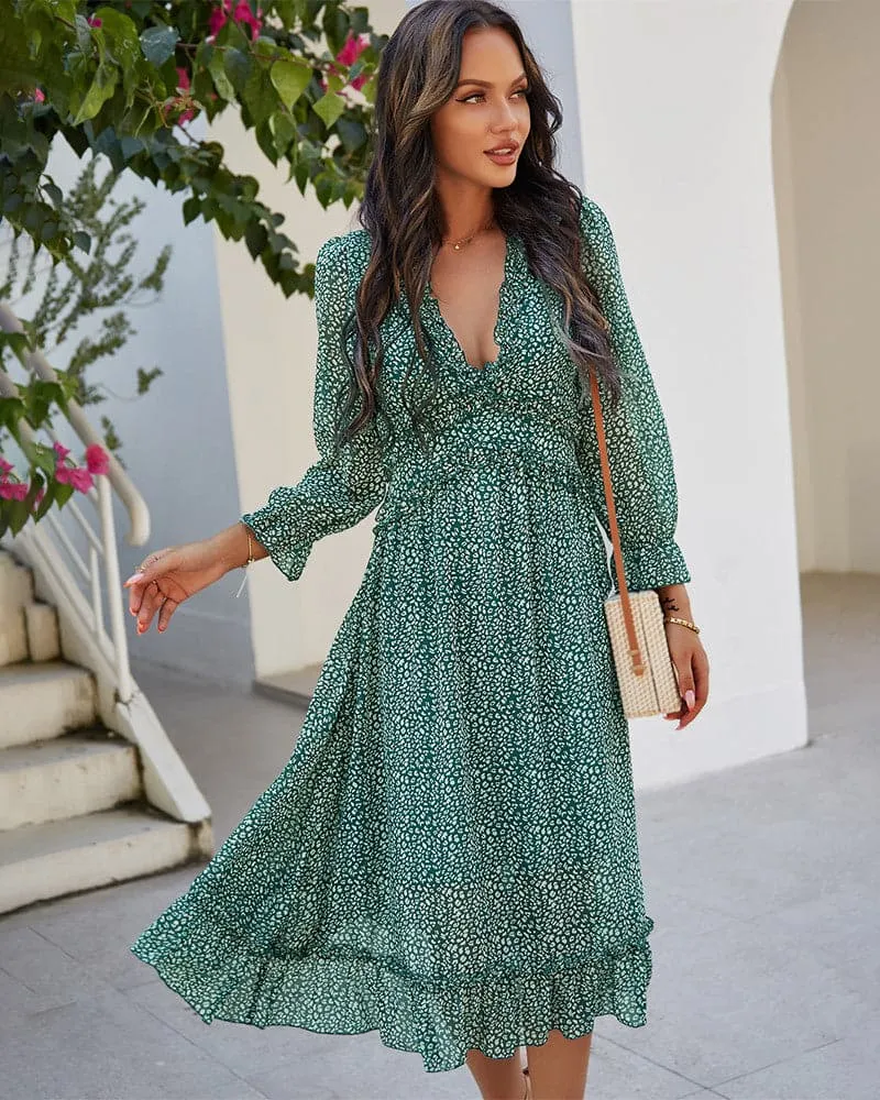 DressBetty -  Spring And Summer  Popular V-neck Simple Printed Dress