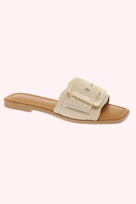 Emy Raffia Buckle Sandals - Natural