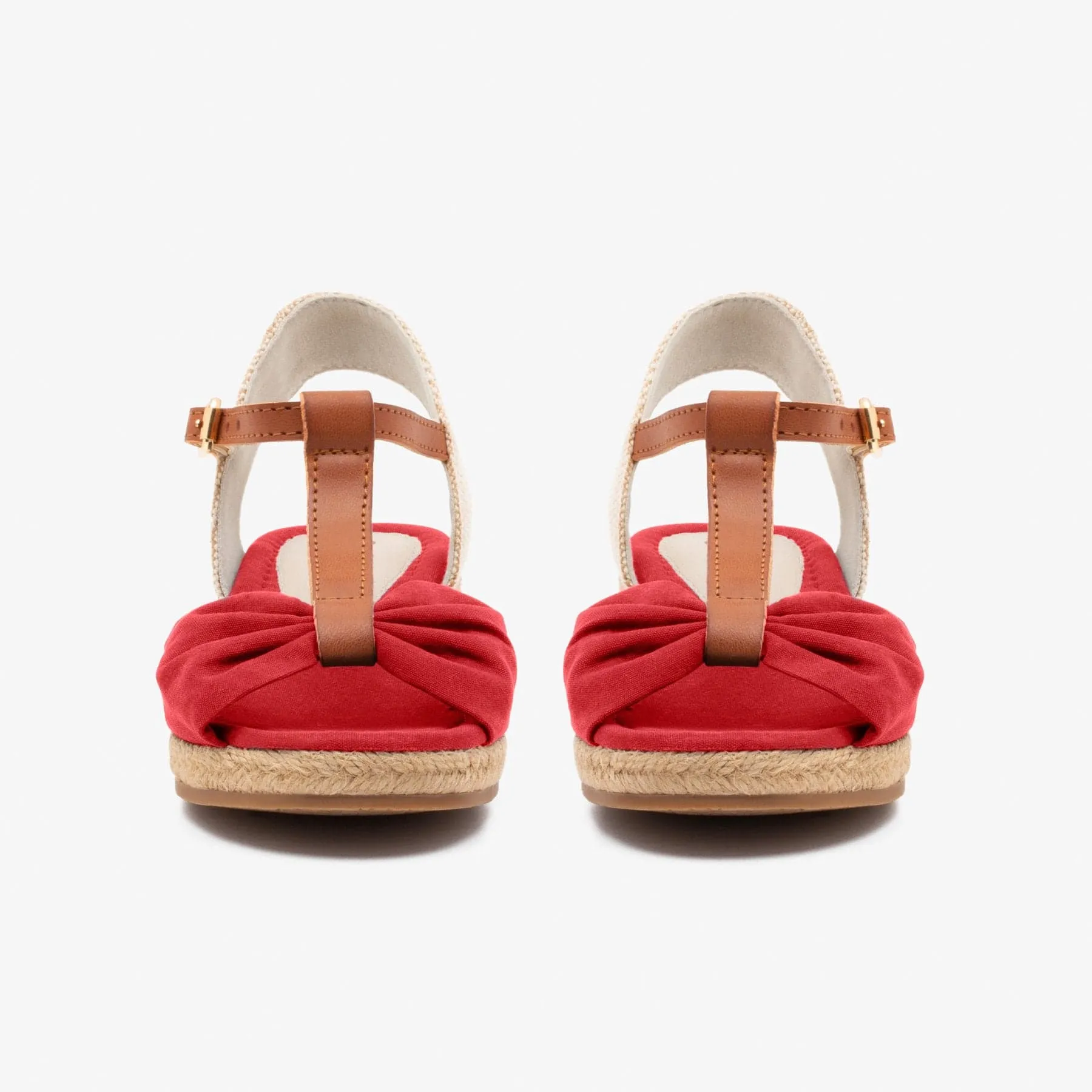 Girl's Red Canvas Wedge Sandals