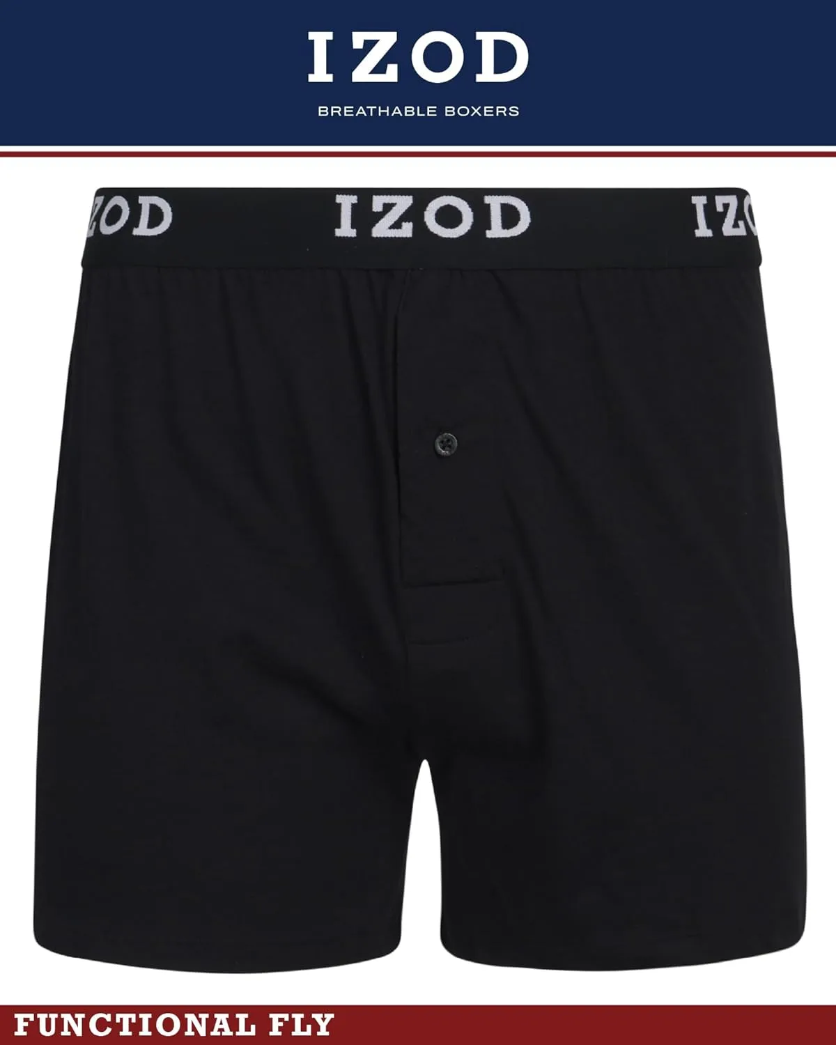 IZOD Men's Boxer Shorts - 4 Pack Classic Knit Underwear Boxers with Functional Fly - Soft Breathable Boxers for Men (M-2XL)