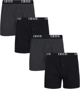 IZOD Men's Boxer Shorts - 4 Pack Classic Knit Underwear Boxers with Functional Fly - Soft Breathable Boxers for Men (M-2XL)