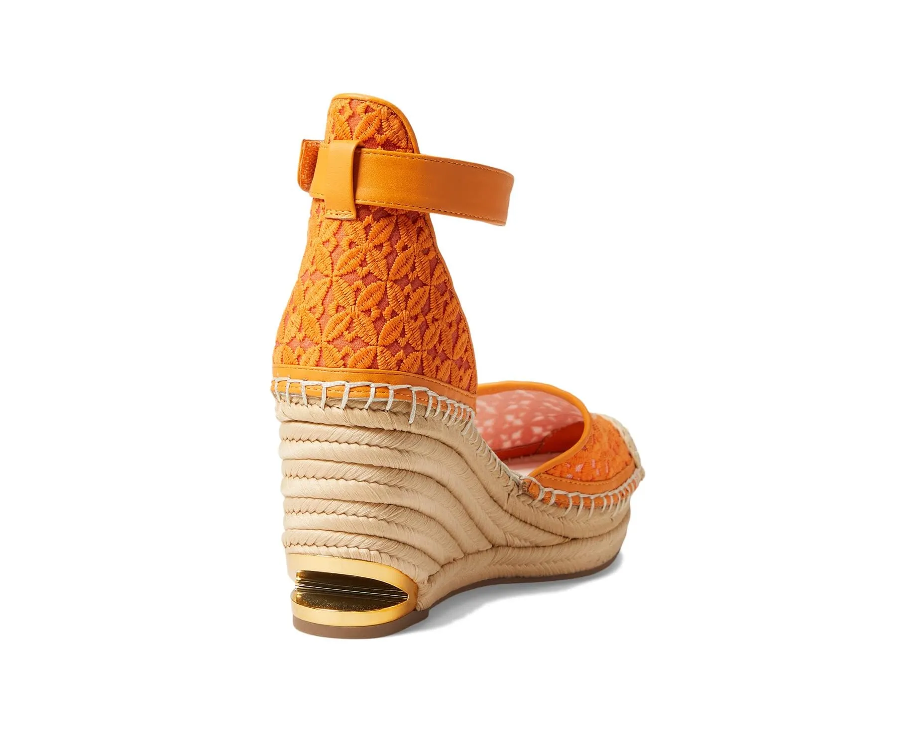 Marsha Orange Lace Fabric Franco Sarto Wedge Sandals