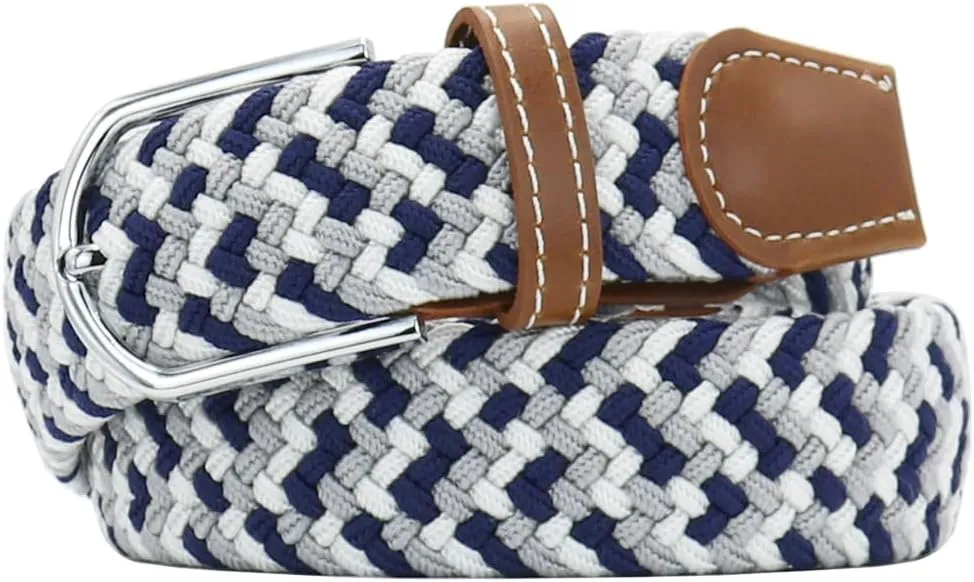 Multicolored Elastic Woven Golf Belts Casual Braided Stretch Belt for Men and Women