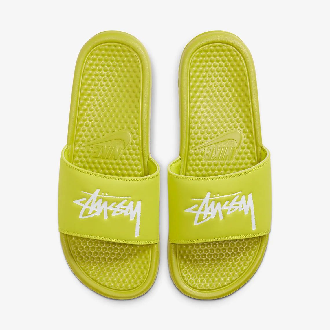 Nike x Stussy Benassi Slides "Volt" (Bright Cactus/White)(CW2787-300)