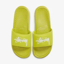 Nike x Stussy Benassi Slides "Volt" (Bright Cactus/White)(CW2787-300)