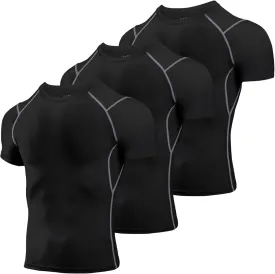 Niksa Men's Compression Shirts 2 Pack, Short Sleeve Athletic Compression Tops Cool Dry Workout T Shirt