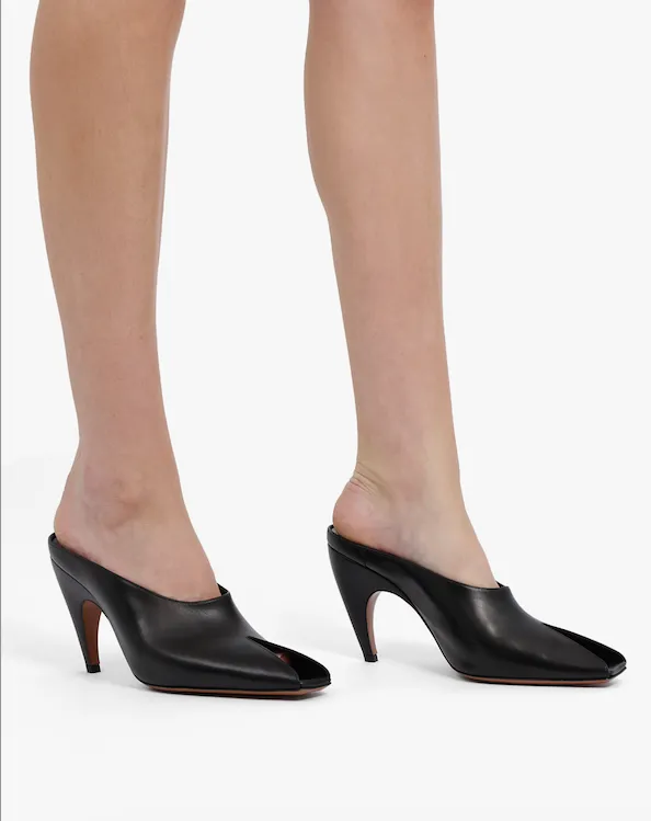 OPEN TOE MULES 9cm | BLACK