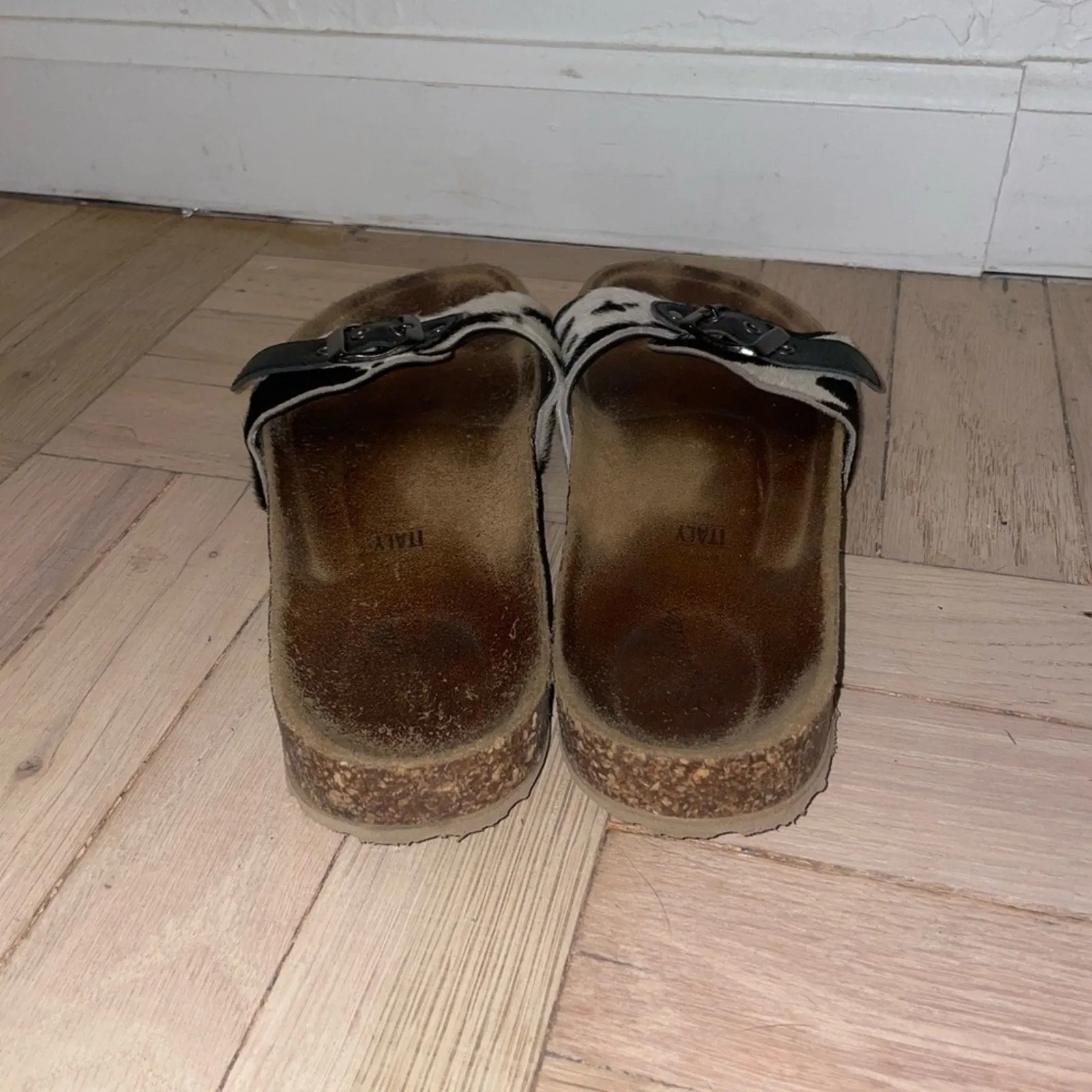 Seychelles Speechless Cow Hide Buckle Slide Cork Sandals (W8.5)