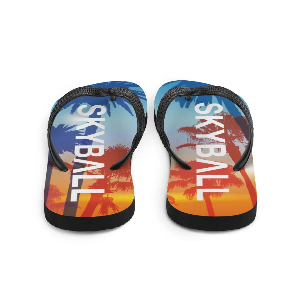 Skyball Beach Volleyball Apparel - Boardwalk Flip-Flops - Original / Sunset Palms