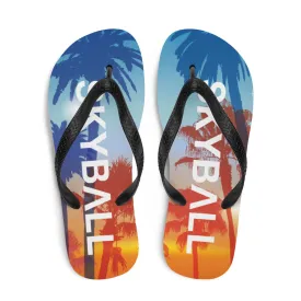 Skyball Beach Volleyball Apparel - Boardwalk Flip-Flops - Original / Sunset Palms