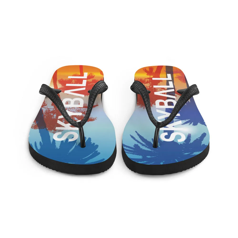 Skyball Beach Volleyball Apparel - Boardwalk Flip-Flops - Original / Sunset Palms