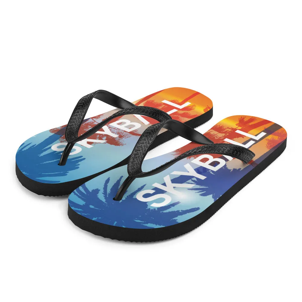 Skyball Beach Volleyball Apparel - Boardwalk Flip-Flops - Original / Sunset Palms