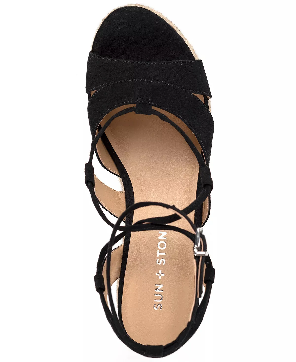 Sun Stone Women's Tinsleyy Strappy Espadrille Platform Wedge Sandals Color Black Micro Size 7M