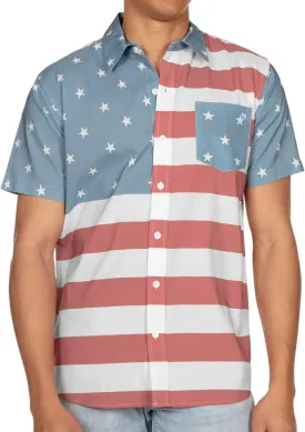 Tipsy Elves Patriotic Shirts for Men - USA Short Sleeve Button Up American Flag Shirts for Men for 4th of July