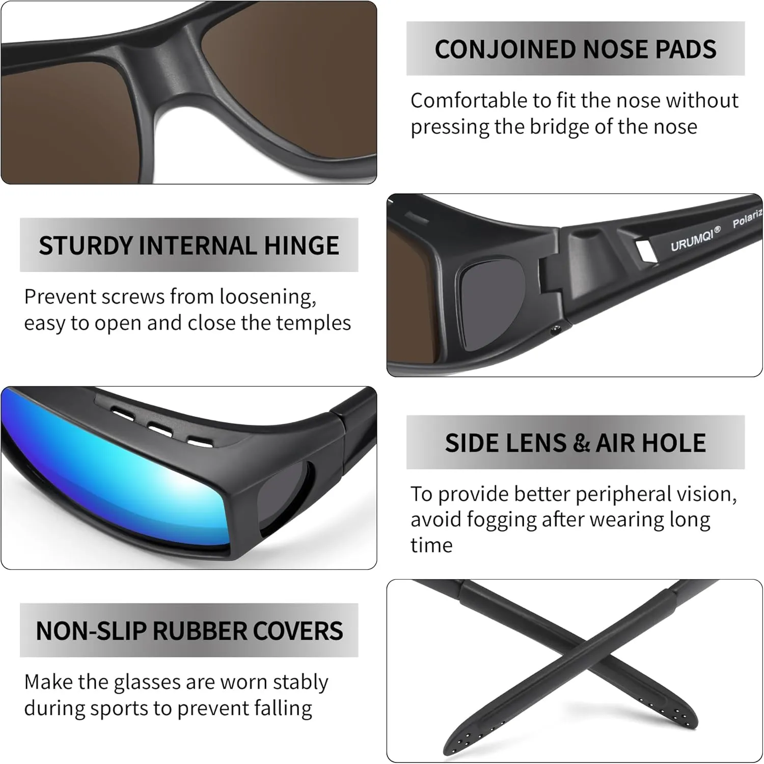 URUMQI Polarized Sunglasses Fit Over Glasses for Men Women, Wrap-around Driving Sunglasses 100% UV Protection