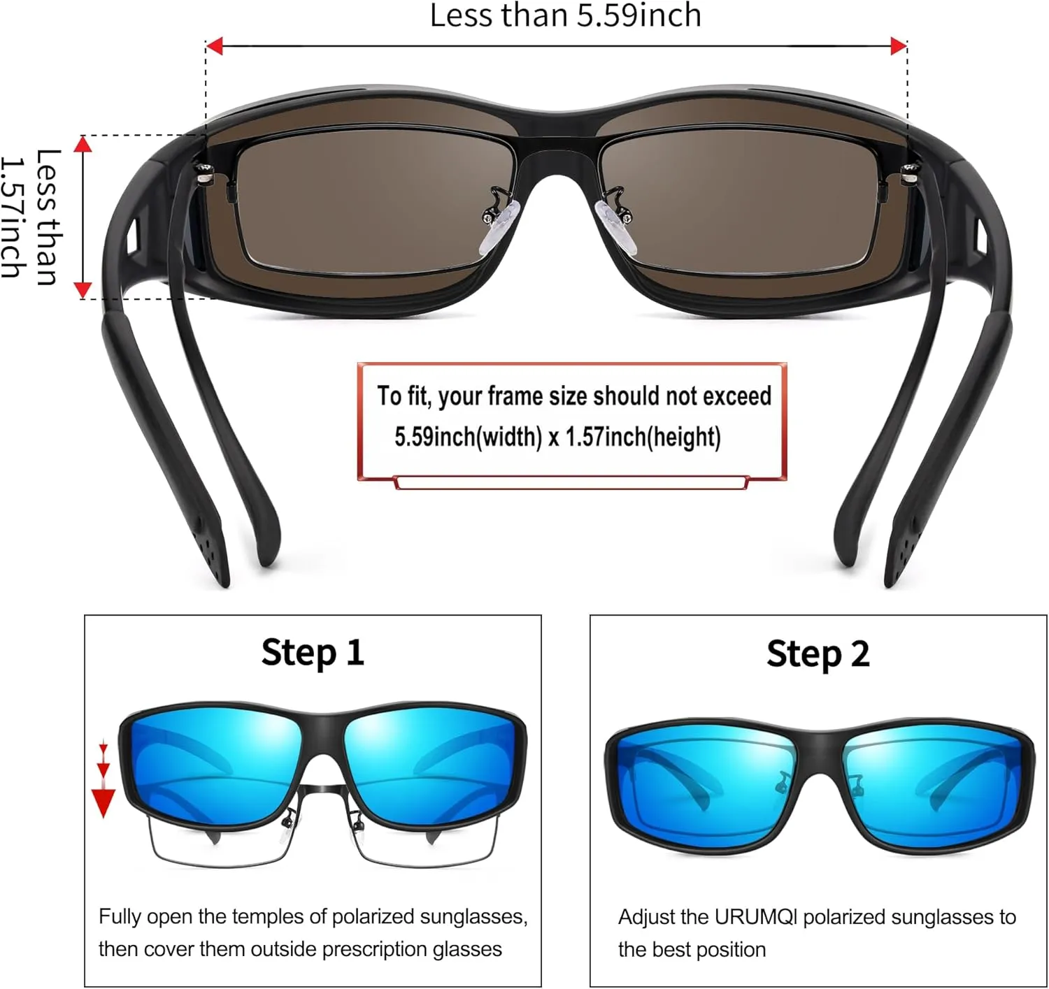 URUMQI Polarized Sunglasses Fit Over Glasses for Men Women, Wrap-around Driving Sunglasses 100% UV Protection