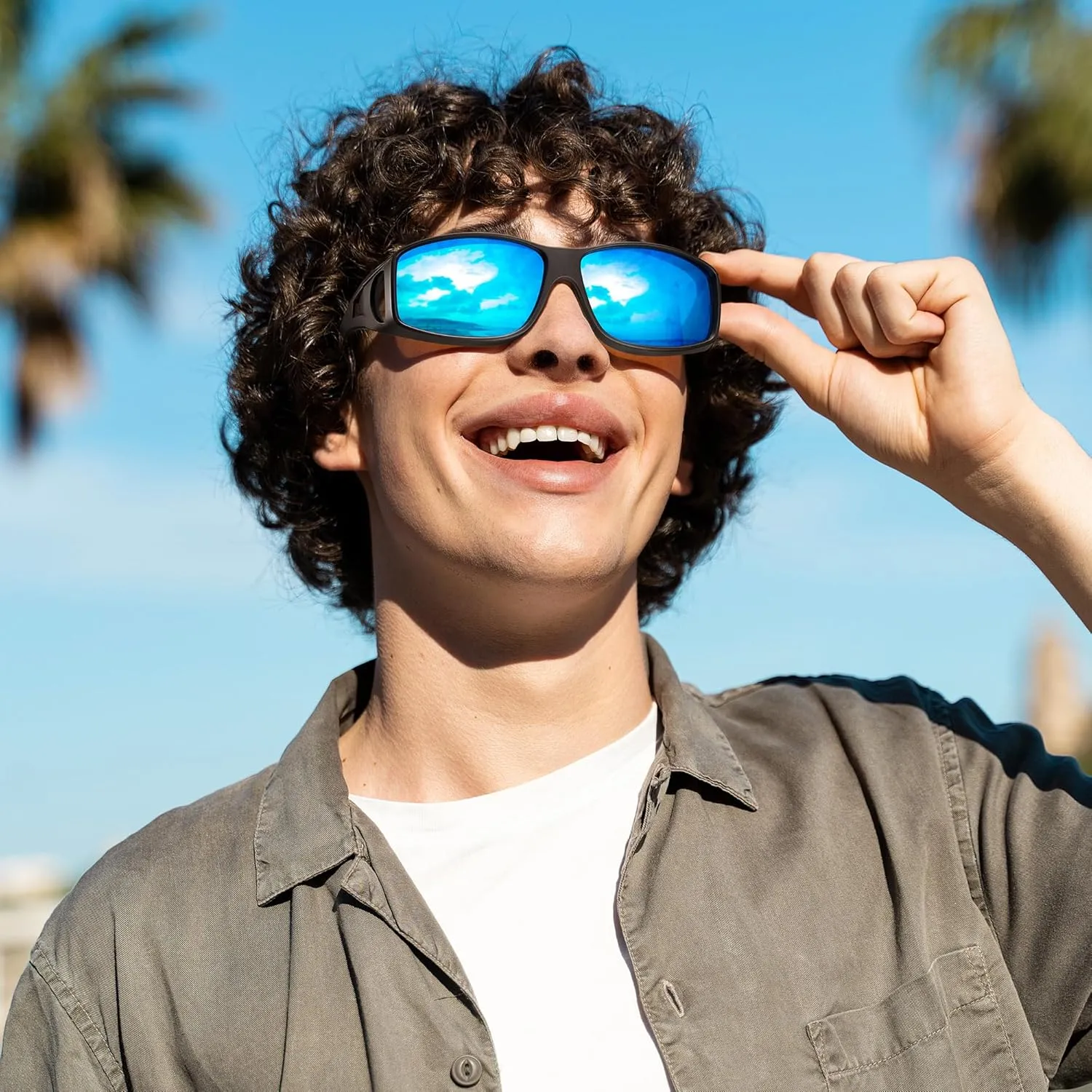 URUMQI Polarized Sunglasses Fit Over Glasses for Men Women, Wrap-around Driving Sunglasses 100% UV Protection