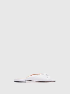 White Open Toe Mules