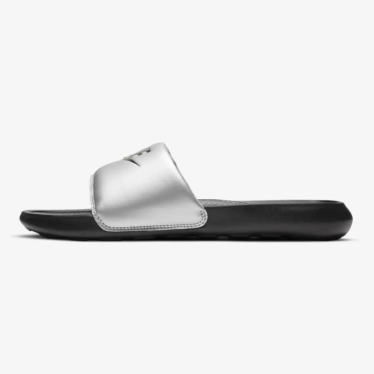 Women's Nike Victori One Slides (Black/Metallic Silver) (CN9677-006)