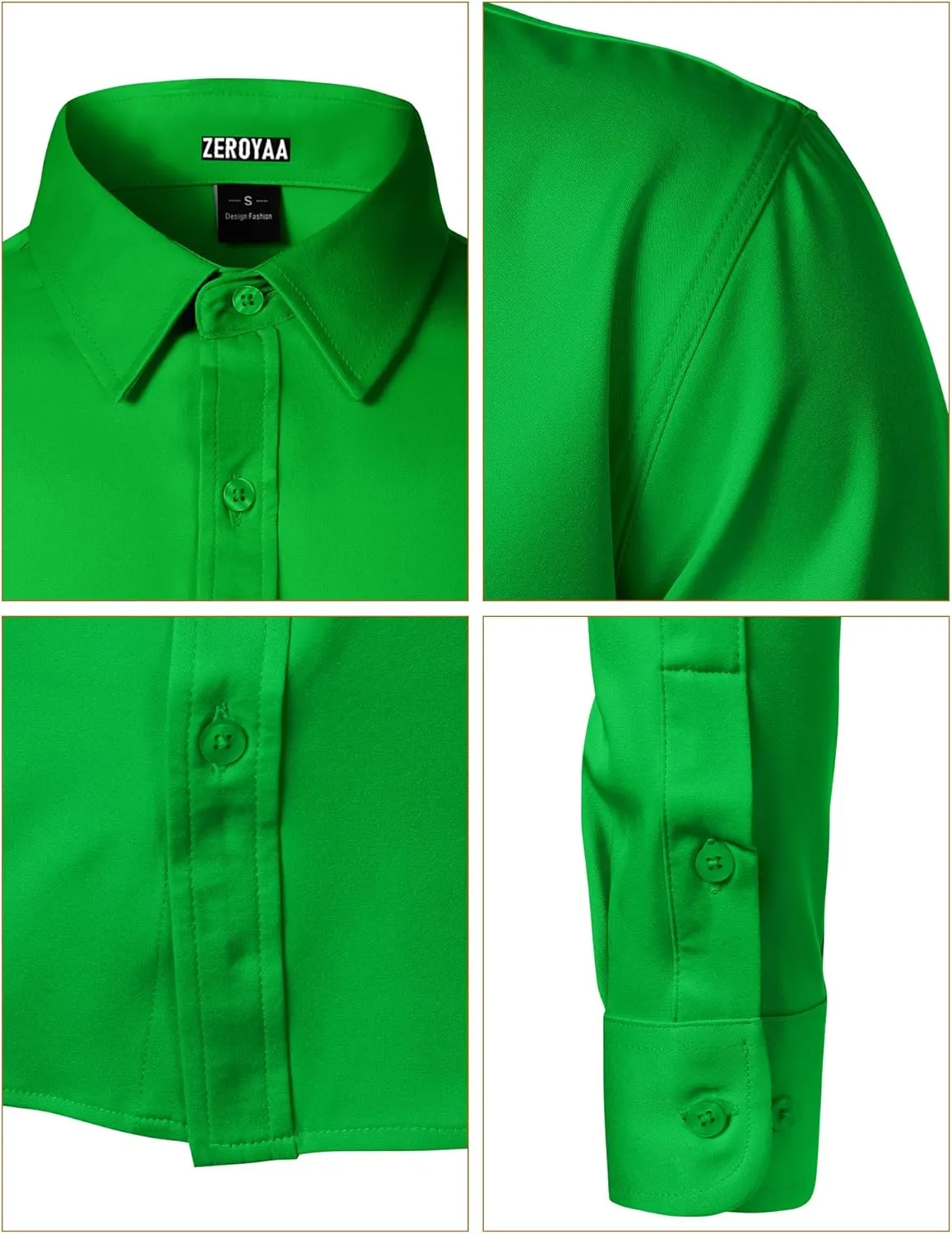 ZEROYAA Men's Wrinkle Free Long Sleeve Dress Shirt Business Casual Modern Slim Fit Button Down Shirts for Wedding and Office