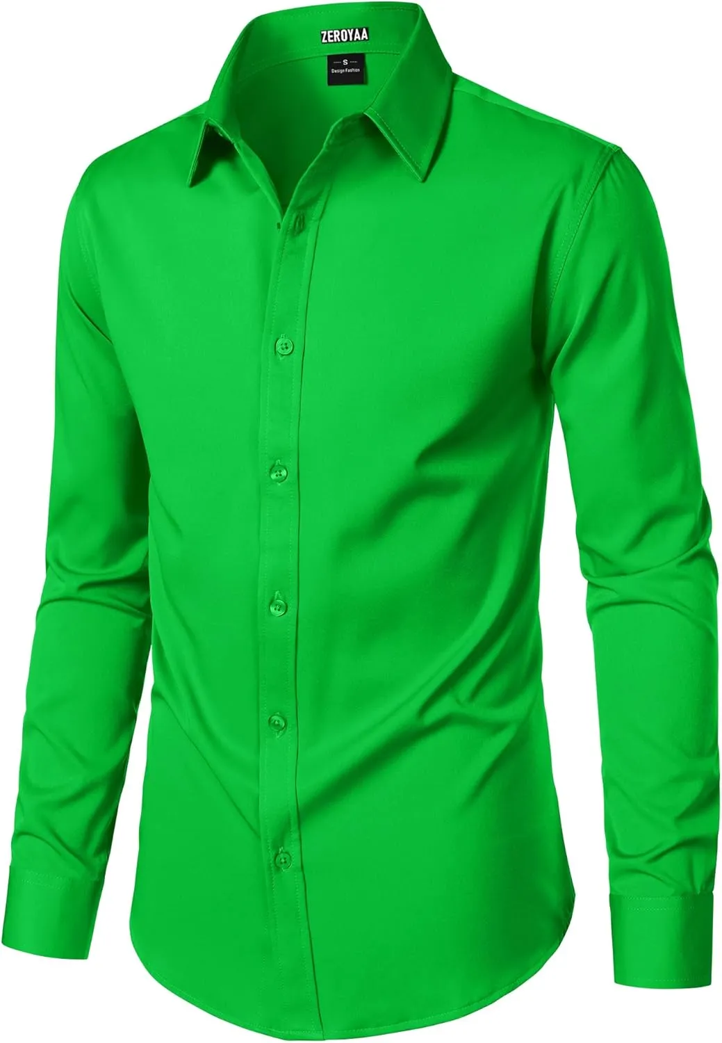 ZEROYAA Men's Wrinkle Free Long Sleeve Dress Shirt Business Casual Modern Slim Fit Button Down Shirts for Wedding and Office