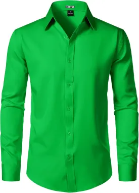 ZEROYAA Men's Wrinkle Free Long Sleeve Dress Shirt Business Casual Modern Slim Fit Button Down Shirts for Wedding and Office